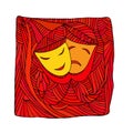 Theatre masks tragedy comedy - Illustration Royalty Free Stock Photo