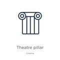 Theatre pillar icon. Thin linear theatre pillar outline icon isolated on white background from cinema collection. Line vector sign Royalty Free Stock Photo