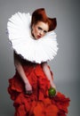 Theatre - pretty hedhead girl in jabot posing