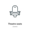 Theatre seats outline vector icon. Thin line black theatre seats icon, flat vector simple element illustration from editable Royalty Free Stock Photo