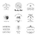 Theatre, writer, literature. Set of Labels and badges Royalty Free Stock Photo