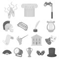 Theatrical art monochrome icons in set collection for design.Theater equipment and accessories vector symbol stock web