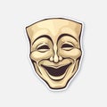 Theatrical comedy mask. Vintage opera mask for happy actor. Face expresses positive emotion