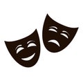 Theatrical comic masks. Vector art. Set of color masks on a black and white background Royalty Free Stock Photo