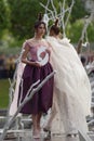 Theatrical fashion show in Catherine park, Pushkin, St. Petersburg, Russia