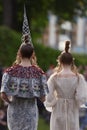 Theatrical fashion show in Catherine park, Pushkin, St. Petersburg, Russia