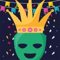 Theatrical happy masks with crown