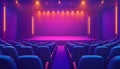 Theatrical interior with a stage and rows of comfortable seats Royalty Free Stock Photo