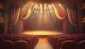 Theatrical interior with a stage and rows of comfortable seats Royalty Free Stock Photo