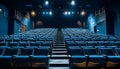 Theatrical interior with a stage and rows of comfortable seats Royalty Free Stock Photo