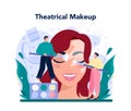 Theatrical make up artist concept. Professional artist applying cosmetics