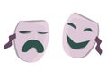 Theatrical masks of comedy and tragedy, classical theater. emotions of masks: sadness, anger and joy, fun. doodle isolates. Royalty Free Stock Photo