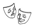theatrical masks of Comedy and tragedy, symbols of joke, fun, drama, sadness Royalty Free Stock Photo