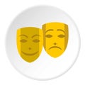 Theatrical masks icon, flat style