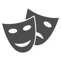 Theatrical masks solid icon, Sea cruise concept, masquerade sign on white background, Funny and sad theater masks icon Royalty Free Stock Photo