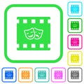 Theatrical movie vivid colored flat icons