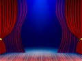 Theatrical stage curtains 3d render. Royalty Free Stock Photo