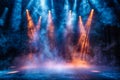 Theatrical Stage Lights with Smoke Royalty Free Stock Photo