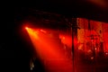 Theatrical stage rock concert. Beams of searchlights, light, abstract background of concert. Stage lights during light and music Royalty Free Stock Photo