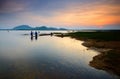 Thebeautiful golden sunset at Kwong Lake Rantau panjang Kelantan.