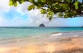 TheDiamond rock and Caribbean beach , Martinique island. Royalty Free Stock Photo