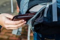 theft grab wallet from bag Royalty Free Stock Photo
