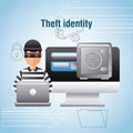 Theft identity hacker laptop computer safe box money digital