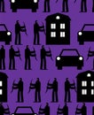 Theft pattern seamless. Robbers rob house background. Car theft texture. Crime ornament