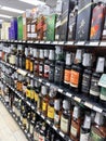 Theft Protected Liquor Bottles On Store Shelves