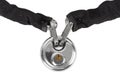 Theft protection metal chain with lock isolated Royalty Free Stock Photo