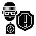 Theft - thievery - Insurance against theft icon, vector illustration, black sign on isolated background