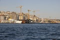 TheGreat port project for cruise ships. Karakoy pier and ferry are visible on the left. The photo was taken over the sea