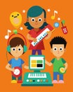With their coding toy musical instruments children create and record their own songs and beats using simple coding Royalty Free Stock Photo