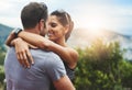 Their love is deeper than deep. a young couple in a loving embrace outdoors. Royalty Free Stock Photo