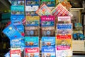 Travel guide books for sale in a colorful souvenier store in Istanbul,Turkey Royalty Free Stock Photo