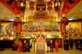 Central prayer hall at Thekchen Choling, a small Tibetan Buddhist temple at Beatty Road, in the Jalan Besar enclave, Singapore Royalty Free Stock Photo