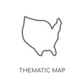 Thematic Map linear icon. Modern outline Thematic Map logo conce