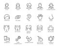 Thematic icons isolated. Avatar of women of different ages, doctor, facial parts, female figure and cosmetic logos