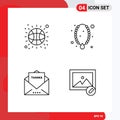 4 Thematic Vector Filledline Flat Colors and Editable Symbols of ball, letter, jewelry, ornament, thanks