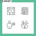 4 Thematic Vector Filledline Flat Colors and Editable Symbols of browser, body, search, newspaper, human