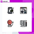 4 Thematic Vector Filledline Flat Colors and Editable Symbols of business, alarm, graph, digital, school