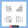 4 Thematic Vector Filledline Flat Colors and Editable Symbols of business, data, pay, boxes, network