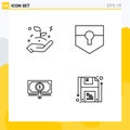 4 Thematic Vector Filledline Flat Colors and Editable Symbols of business startup, fund, leaf, security, loan