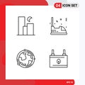 4 Thematic Vector Filledline Flat Colors and Editable Symbols of city, entertainment, night, car, globe Royalty Free Stock Photo