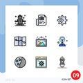 9 Creative Icons Modern Signs and Symbols of creativity, photo, gear, image, point