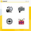 Modern Set of 4 Filledline Flat Colors and symbols such as dump, business, pollution, keyboard, message