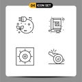 4 Thematic Vector Filledline Flat Colors and Editable Symbols of eco, coding, power, bookmarks, gears