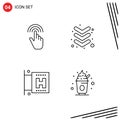 4 Thematic Vector Filledline Flat Colors and Editable Symbols of finger, travel, interface, down, food