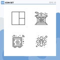 4 Thematic Vector Filledline Flat Colors and Editable Symbols of grid, safe box, financial, smart, development