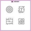 4 Thematic Vector Filledline Flat Colors and Editable Symbols of lock, abacus, safety, file, calculator